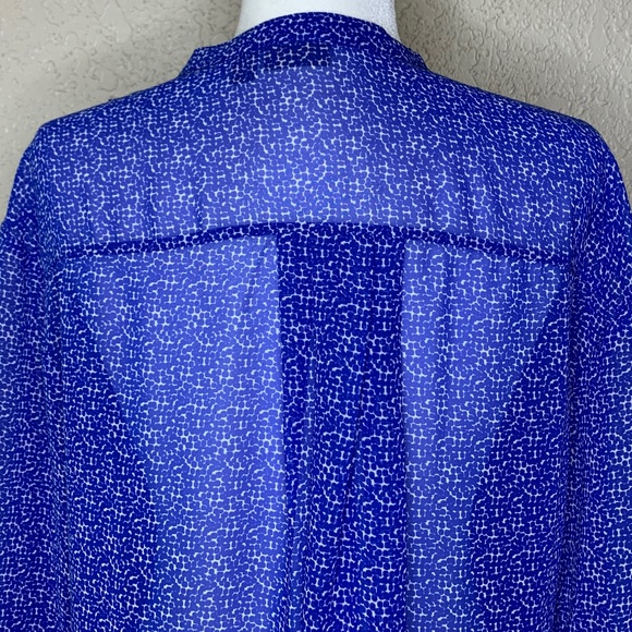 ana Blue White Print Sheer Long Sleeve Top Women's Size L Casu… - Picture 5 of 10